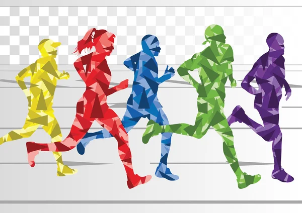 Marathon runners colorful background illustration vector — Stock Vector