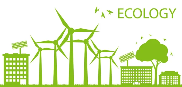 Ecological planet green energy concept vector background — Stock Vector