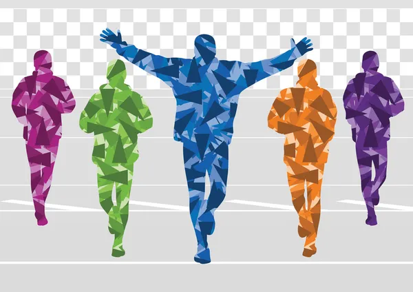 Maraton koşucular renkli arka plan illüstrasyon vektör — Stok Vektör