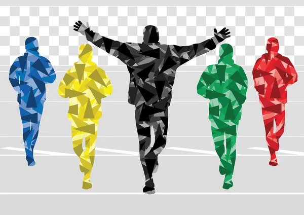 Marathon coureurs fond coloré illustration vecteur — Image vectorielle