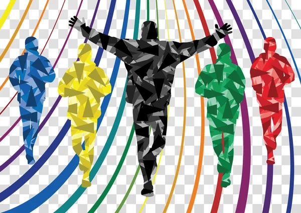 Marathon lopers kleurrijke achtergrond illustratie vector — Stockvector