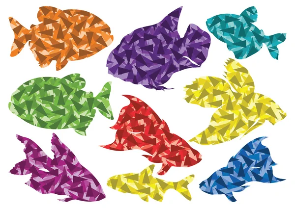 Цветные рыбки коллекция иллюстраций вектор фона — стоковый вектор