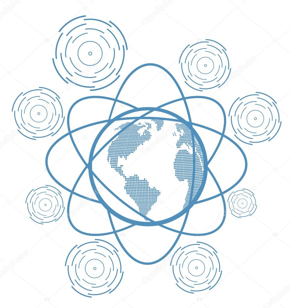 Worldwide signal connections network concept vector background
