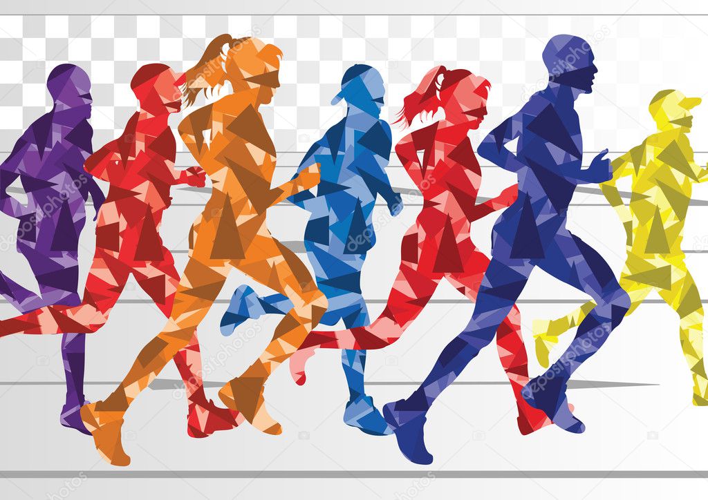 Marathon runners colorful background illustration vector