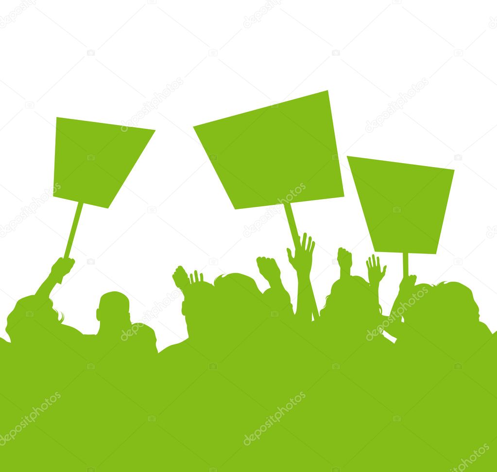 Green protest, picket against pollution background illustration vect