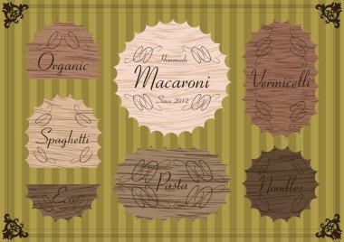 Colorful organic farmers market food labels frames and elements illustration collection background vector clipart