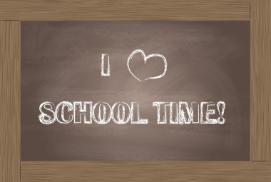 I love School time written on blackboard vector clipart