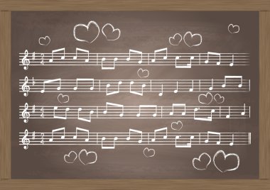 Chalkboard With Music Notes. Vector Illustration for poster clipart