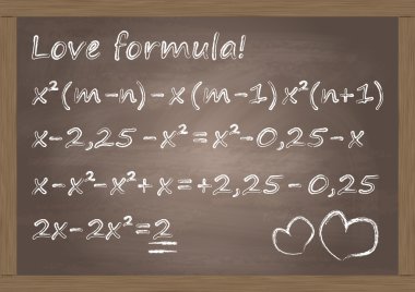 tatlı aşk formül konsept illüstrasyon vektör arka plan ile matematik sınıf yazı tahtası