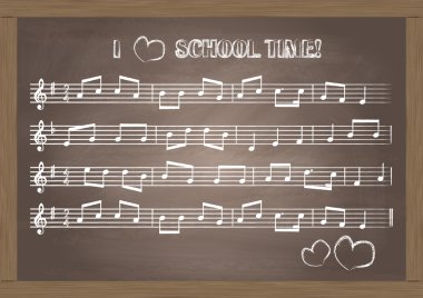 Chalkboard With Music Notes. Vector Illustration for poster clipart