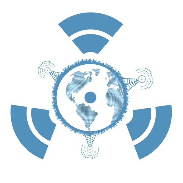 Wereldwijd signaal verbindingen netwerk concept vector achtergrond — Stockvector