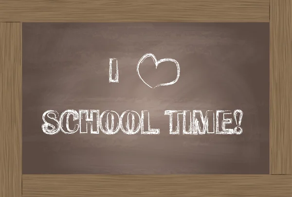 I love School time written on blackboard vector — Stock Vector