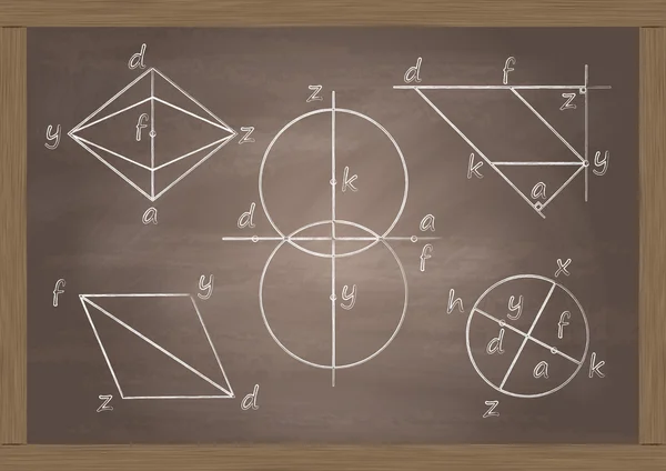 数学教室黑板与可爱爱情公式概念图背景矢量 — 图库矢量图片