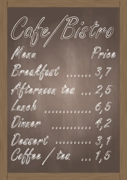 Cafe or bistro food menu chalkboard background illustration vector — Stock Vector