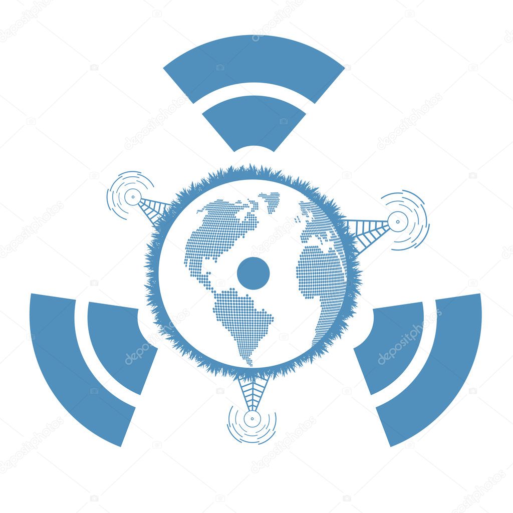 Worldwide signal connections network concept vector background