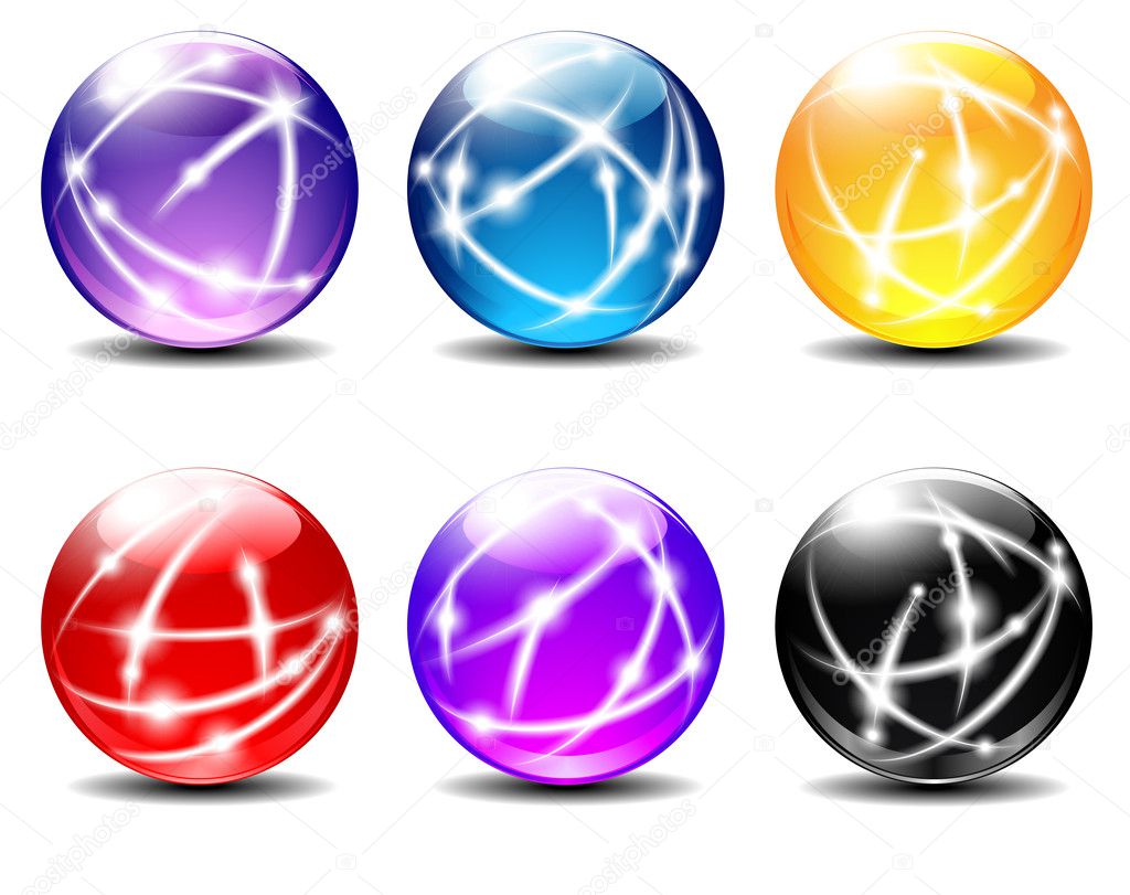 Six Spheres Balls illustration with Communication lines