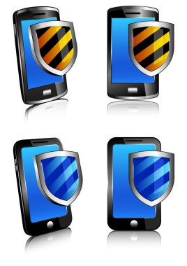 Phone shield antivirus 3D and 2D clipart