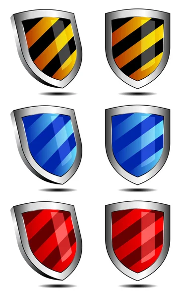3D and 2D Shields — Stock Vector