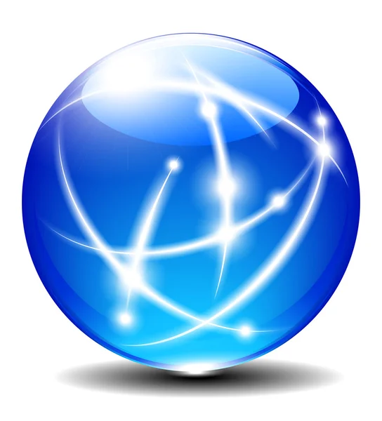 球、通信回線とボールの図 — ストックベクタ