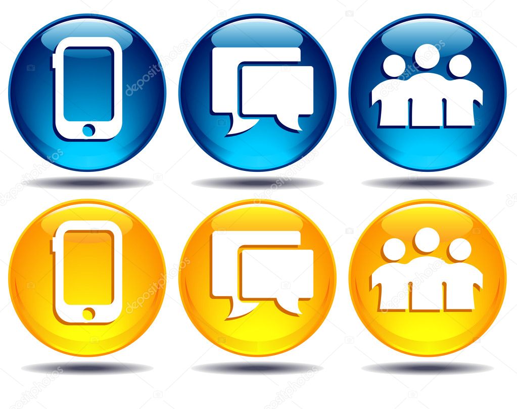 Phone, Group, Speech bubble icons