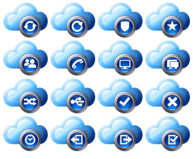 Virtual cloud icons Set 2 Blue clipart