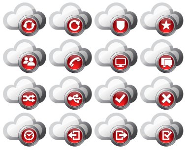 Virtual cloud icons Set 2 Red clipart