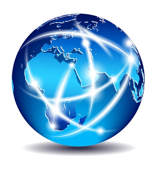 Komunikacja świat, globalny handel - Europa, Bliski Wschód, afri — Wektor stockowy