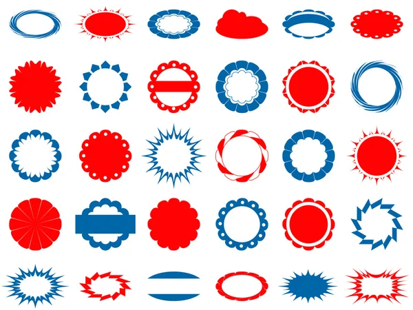 Lot de 30 étiquettes bleues et rouges — Image vectorielle