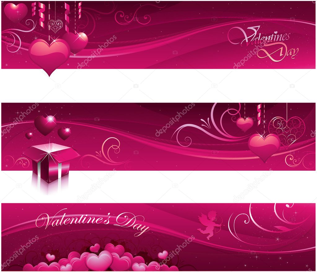Valentine greeting card banners