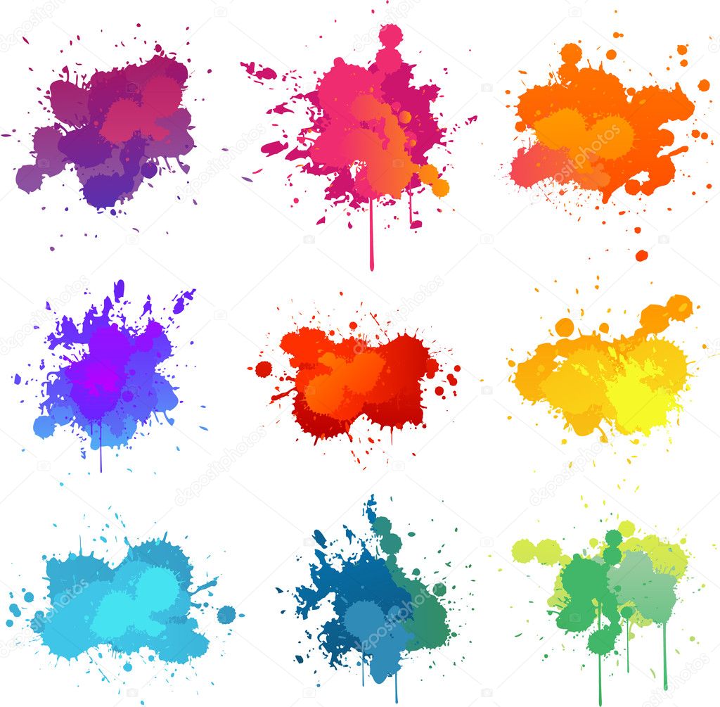 Colorful paint splats collection set