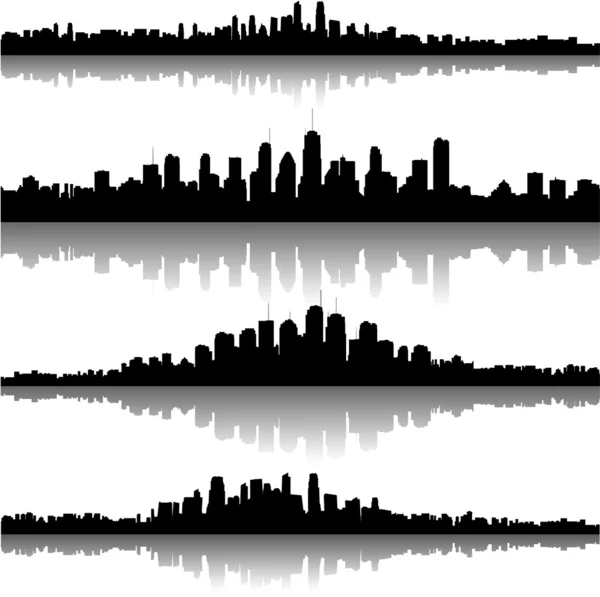 Cityscapes silhouettes background — Stock Vector
