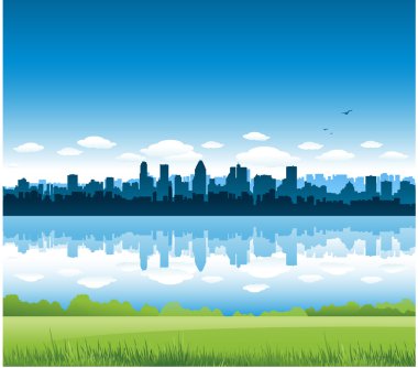 Cityscapes silhouettes background clipart