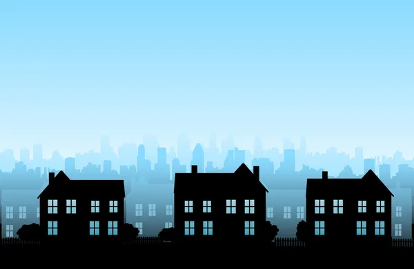 Paysages urbains silhouettes fond — Image vectorielle