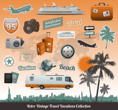 Travel icons symbol collection clipart