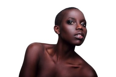 siyah Afrika genç seksi moda model stüdyo portre siyah beyaz izole