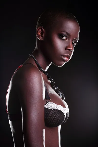 Naked young ethnic black African-American British woman — Zdjęcie stockowe