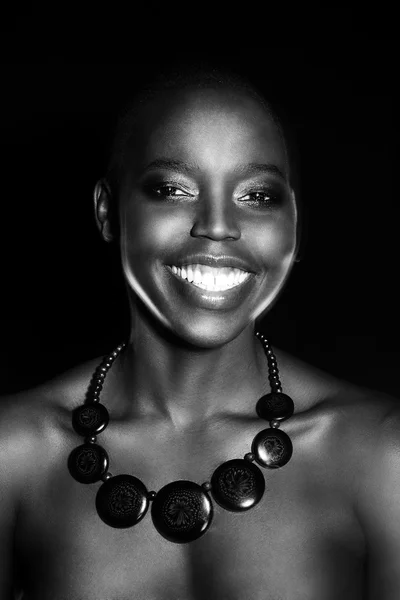 Black African young sexy fashion model studio portrait isolated in white — Stok fotoğraf