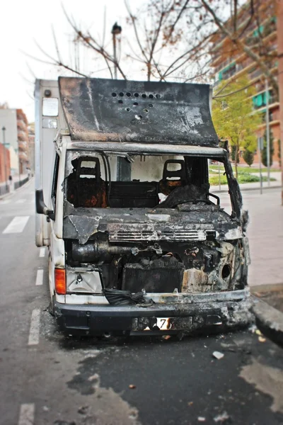 stock image Burning truck (vandalism)