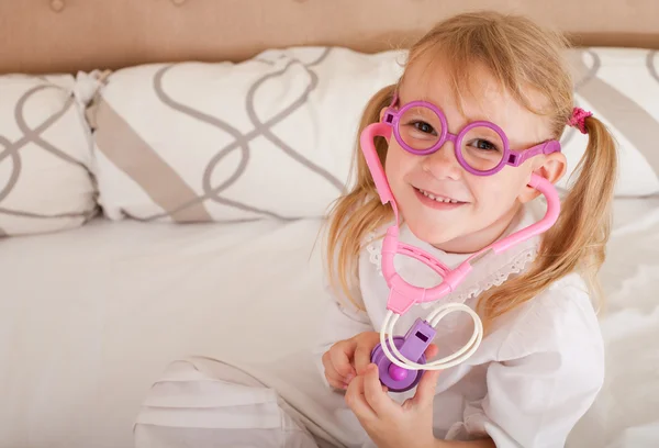 Portrait of a child disguised as a doctor — Stock Photo, Image