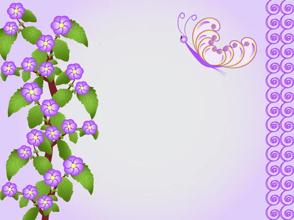 Virág pillangóval vektoros illusztráció — Stock Vector