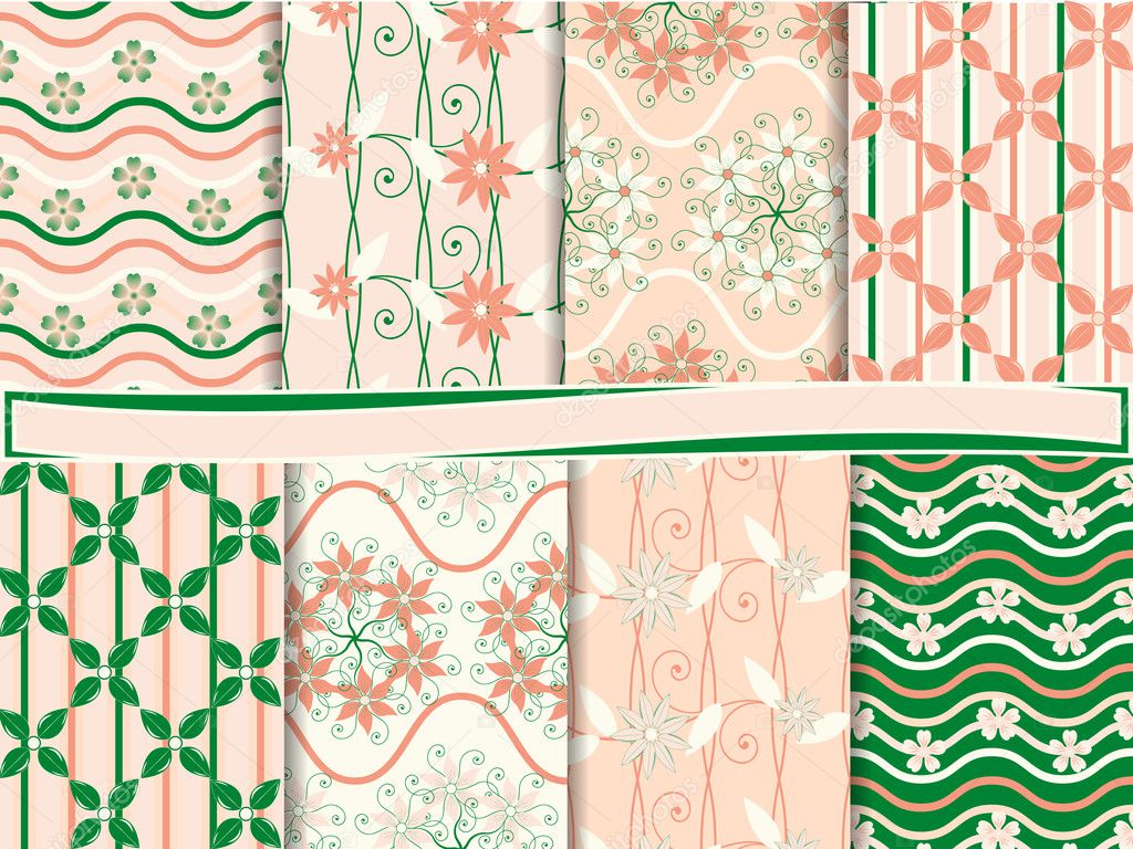 Abstract floral vector set of scrapbook paper