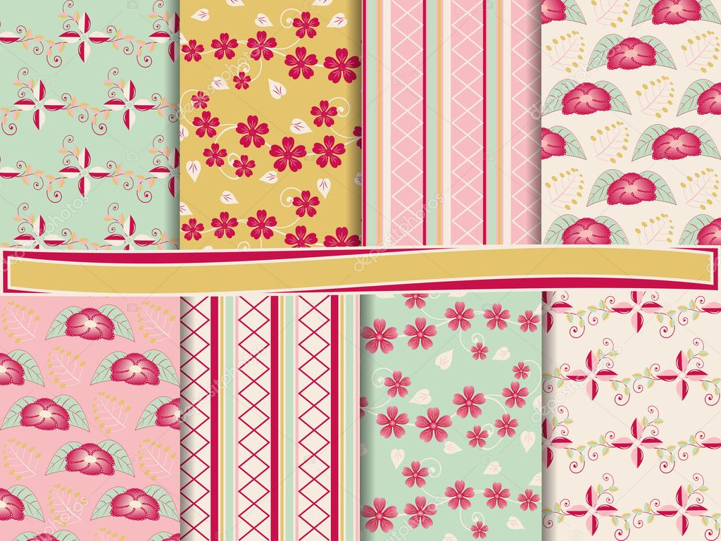 Abstract floral vector set of scrapbook paper