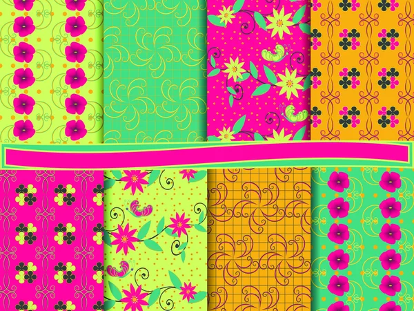 Abstract floral vector set of scrapbook paper — Stock Vector