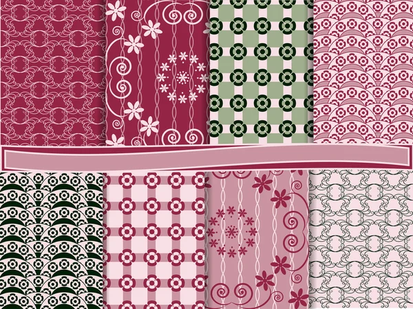 Vector set of abstract floral scrapbook paper — Stock Vector