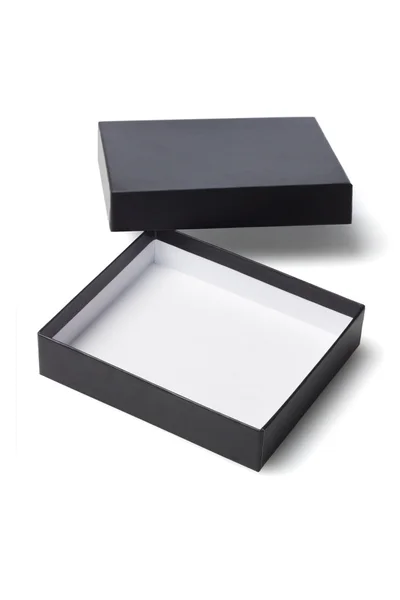 Открытая черная подарочная коробка — стоковое фото