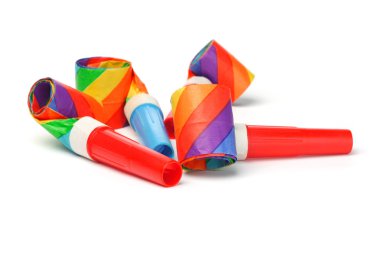 Multicolor party blowers clipart