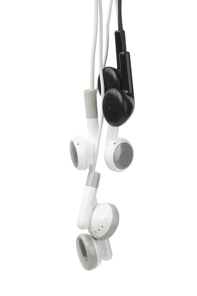 Czarno-białe słuchawki audio — Zdjęcie stockowe