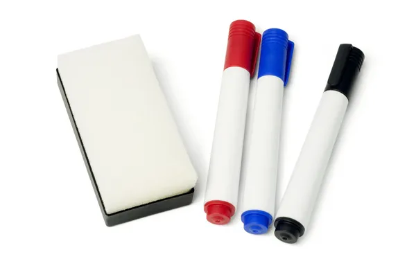 Marker Pens and Eraser — Stock Photo, Image