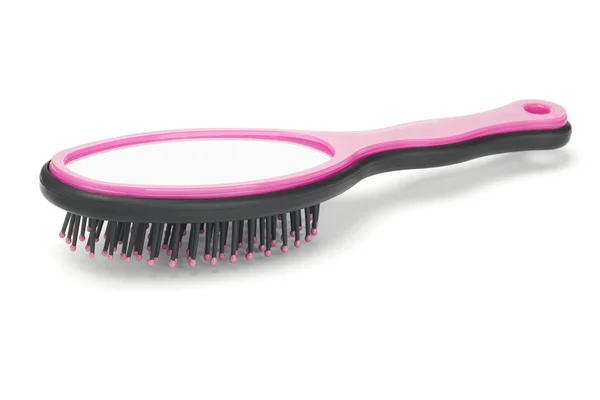 Cepillo de pelo de plástico con espejo — Foto de Stock