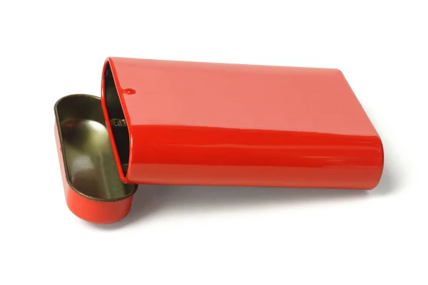 Open rood metalen doos — Stockfoto